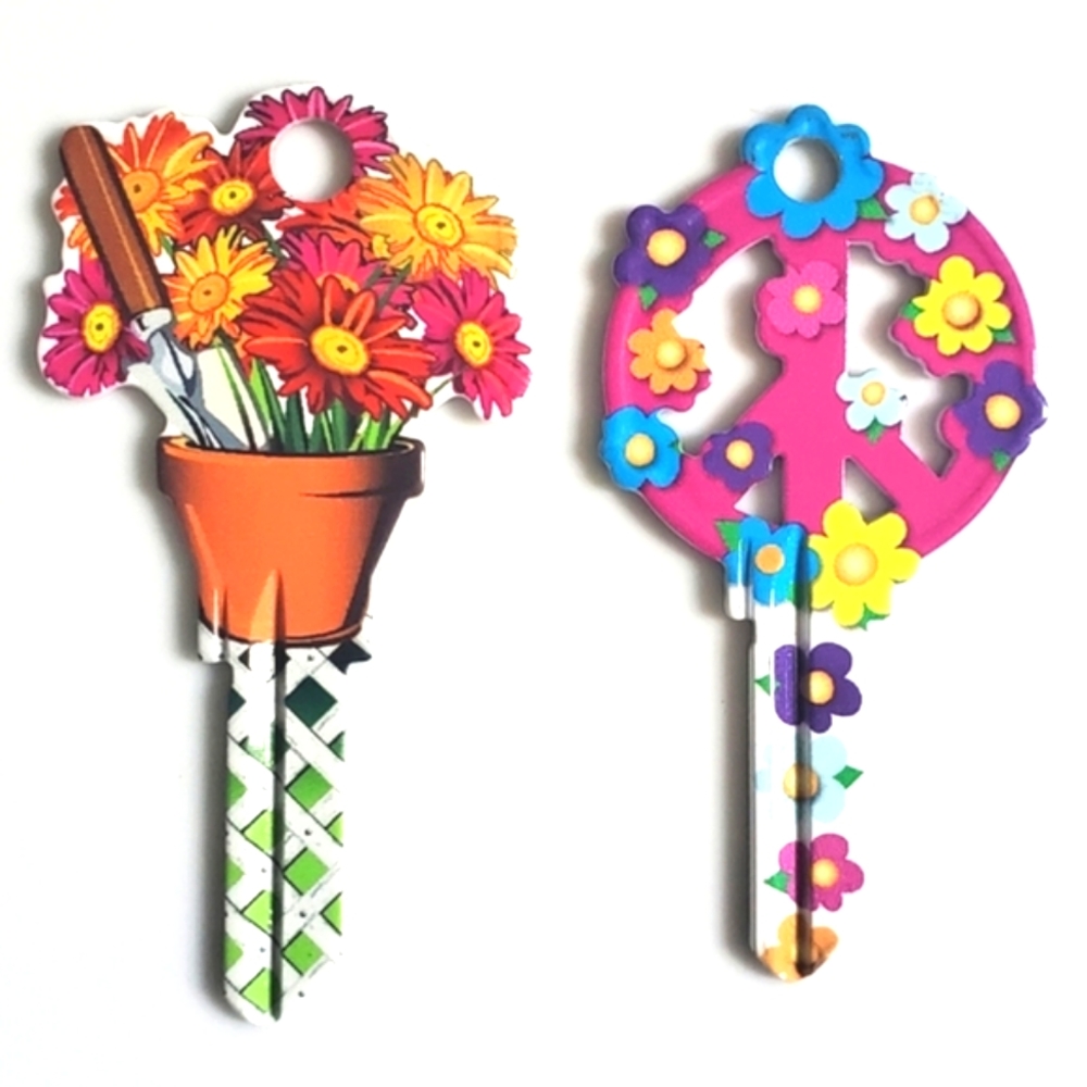 Floral Peace House Keys Blank